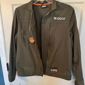 Disney Star Wars Galaxy’s Edge Resistance Logo Jacket Green Rebel Spire Size S